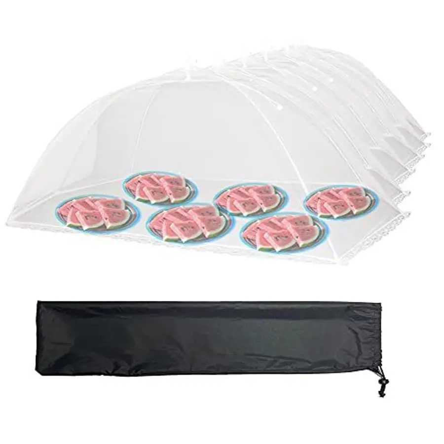 

PopUp Mesh Food Covers for Outdoors 6 Pack Extra Large 39 x 24, White, Collapsible amp Reusable Buffet Food Covers amp BugNet Te