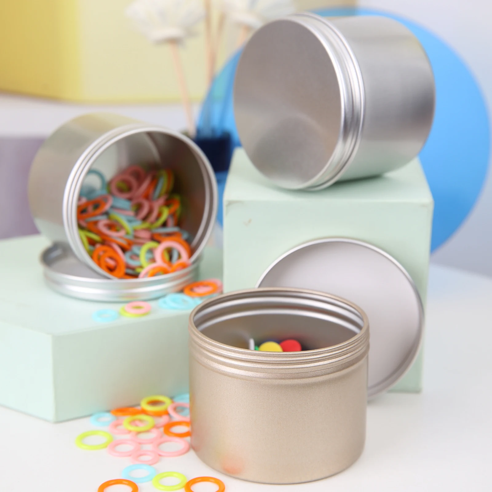 100ml Metal Aluminum Candle Jars with Lid Round Candle Container Tins Empty Storage Box for DIY Salves Skin Care Beauty 5/1 PCS