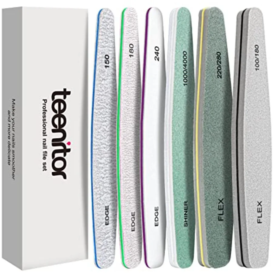 Nail File Nail Buffer, 6 pcs Nail Files and Buffers for Natural Nails, Emery Boards for Nails, Nail Buffer and Shine Kit Nail F