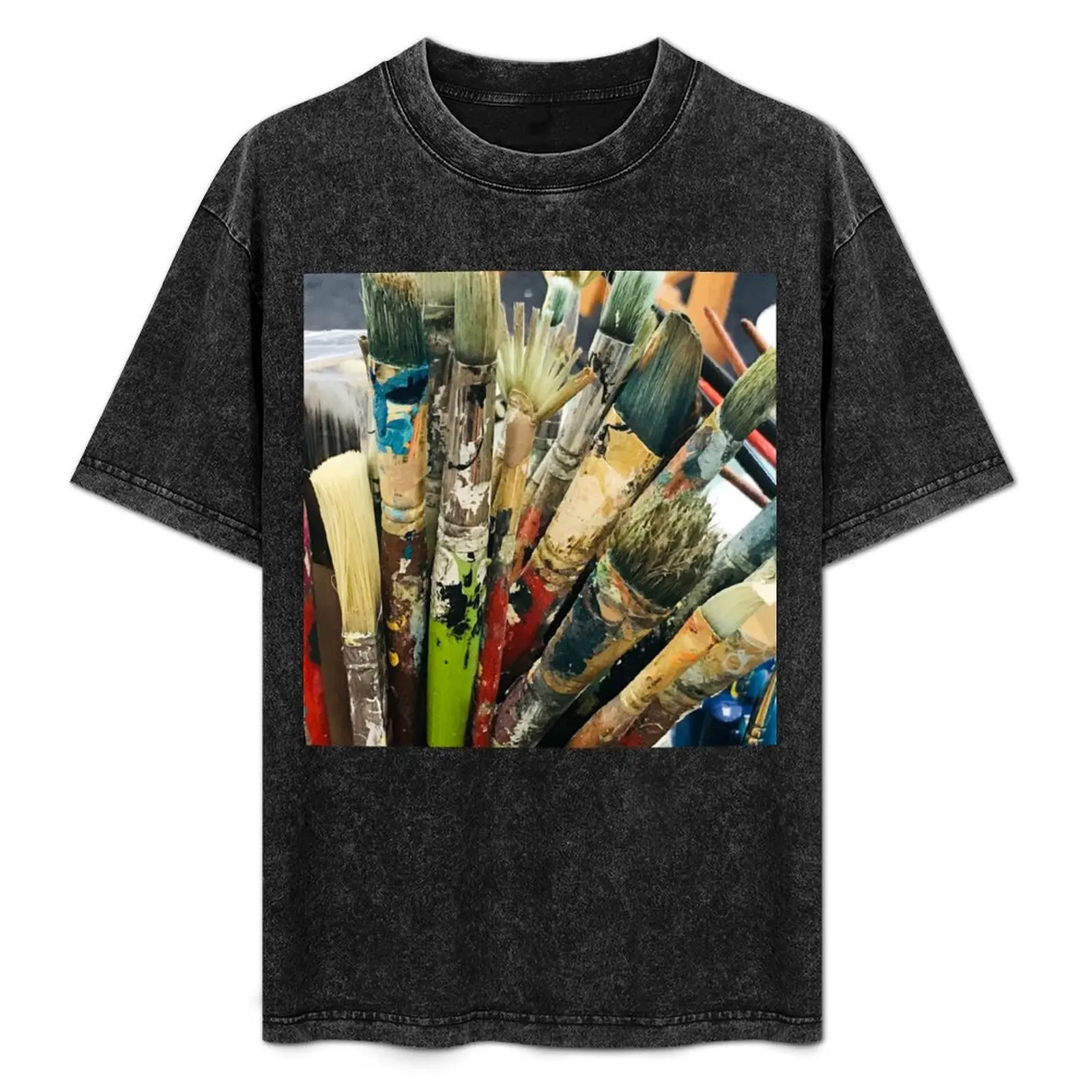 Camiseta con estampado de "Mis pinceles favoritos en mi estudio de arte", informal, para todo tipo de clima, manga corta