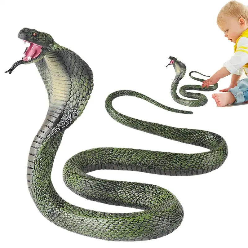 Cobra Toy Solid Cobra Snake Figurine Funny Tricky Toys Halloween Props Hilarious Prank Joke Stuff Safari Animal Figure for Kids