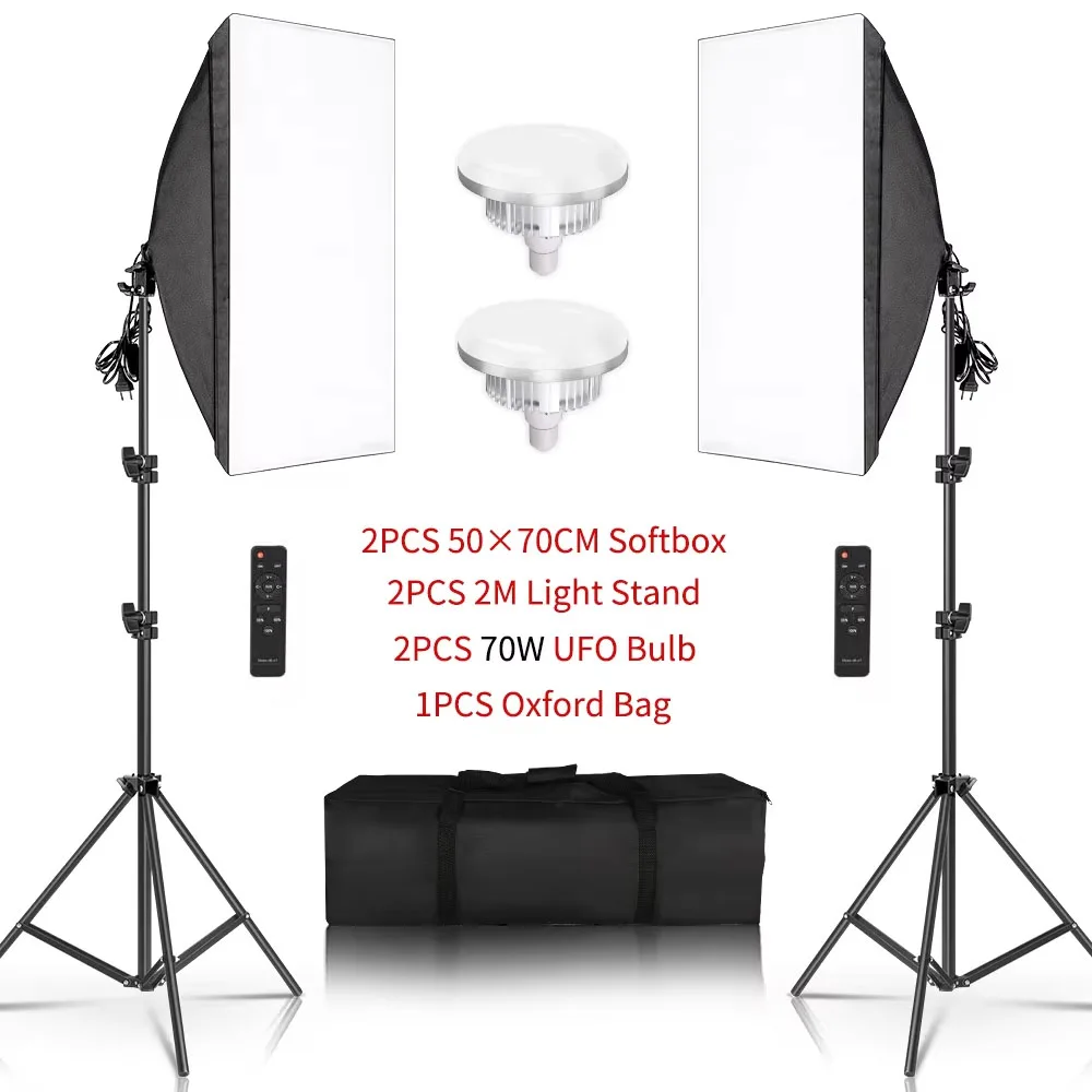 20-135W Softbox Lighting Kit 50x70CM Photography LED Lamp Professional Continuous Light System Equipment For Photo Studio