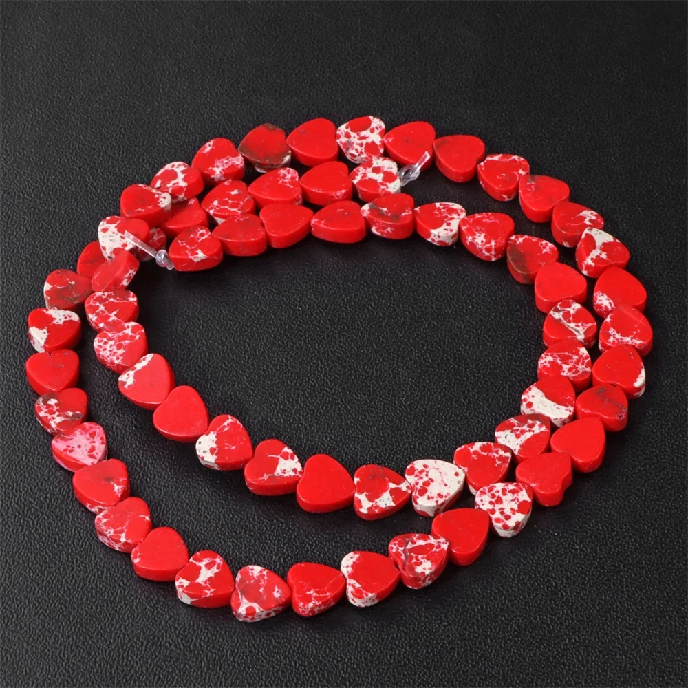 Natural Muticolor Stone Bead Heart Love Shape Rose Quartzs Agat Flat Loose Spacer Beads For Jewelry Making Handmade Supply 6mm
