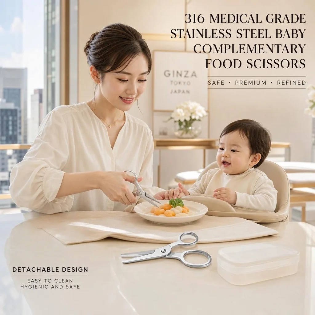 316 Stainless Steel Baby Food Scissors Detachable Design Infant Food Cutter Safety Rounded Tip BPA Free Easy Clean Baby Feeding
