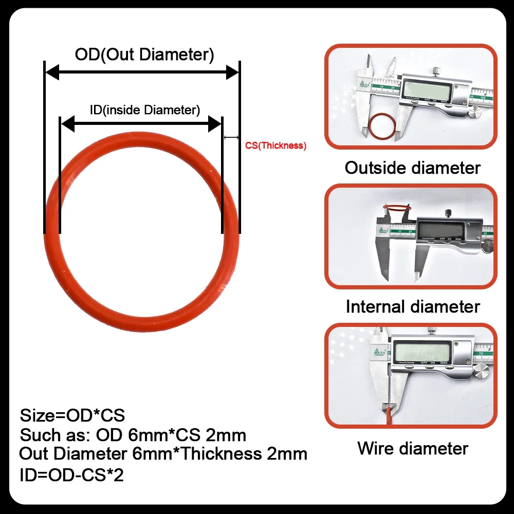 CS1/1.5/2/2.4/3.1mm Black White Red Silicone O Ring Gasket Sealing Washers Oring Spacers High Temperature Seal Insulated Gaskets