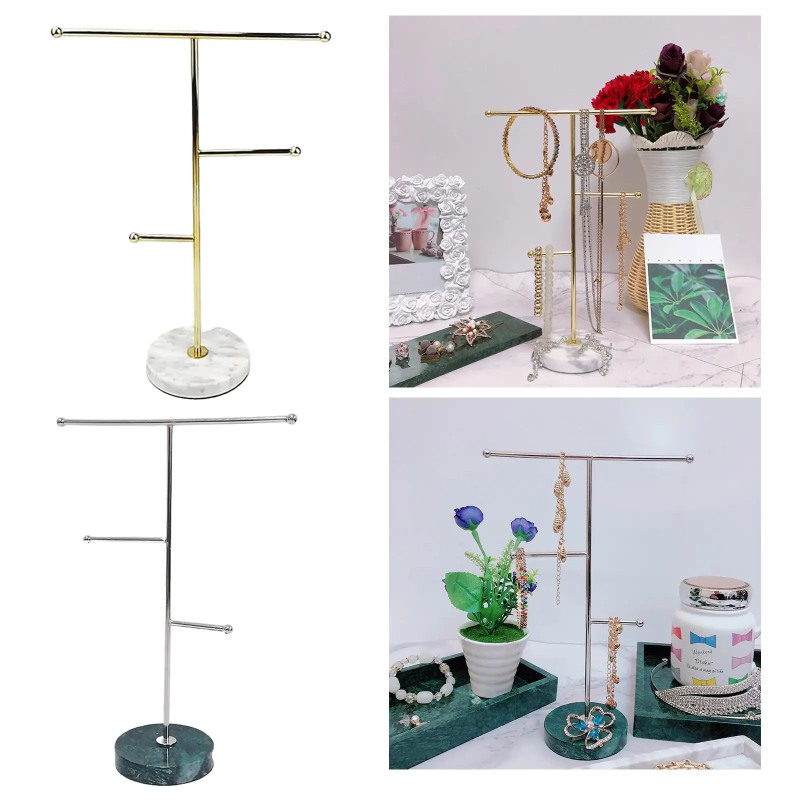 Jewelry Necklace Display Rack Table Top Holder Marble Base Personal Use