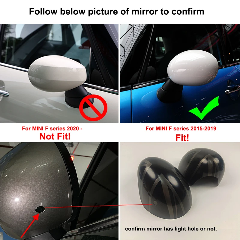 2Pcs/Set The Black Flag Car Shell Outside Rear View Mirror Covers For MINI Cooper One S JCW F54 F55 F56 F57 F60 2015-2019