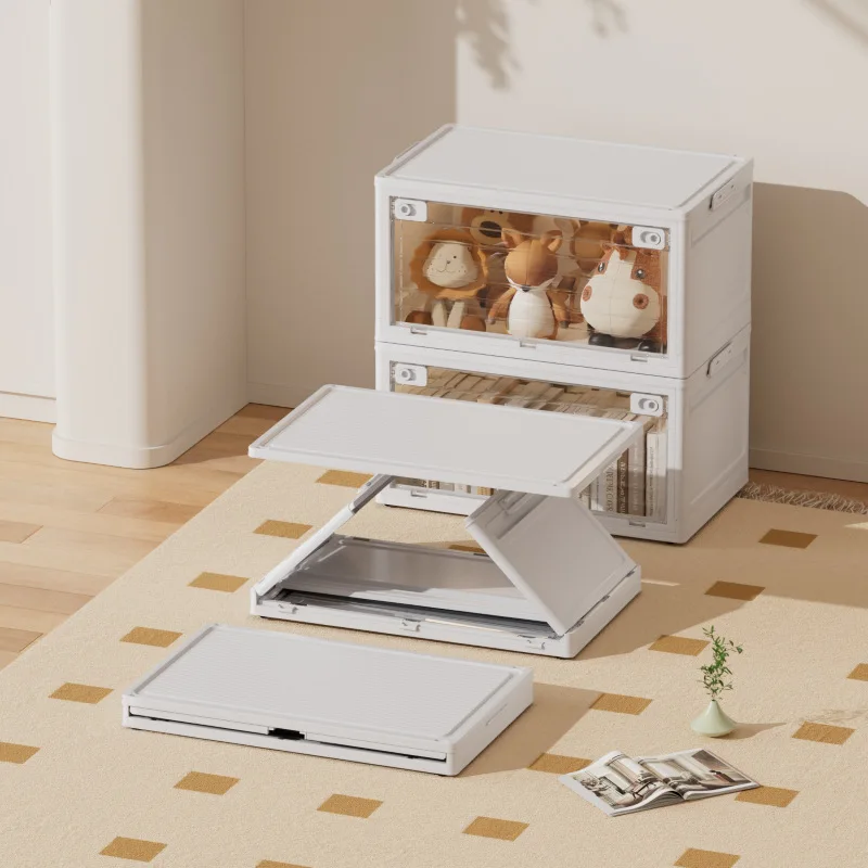 Transparent Folding Storage Box Organizer With Lid Wheel Large Camping Clothes Toys Moving Home Storage Containers Tool Box