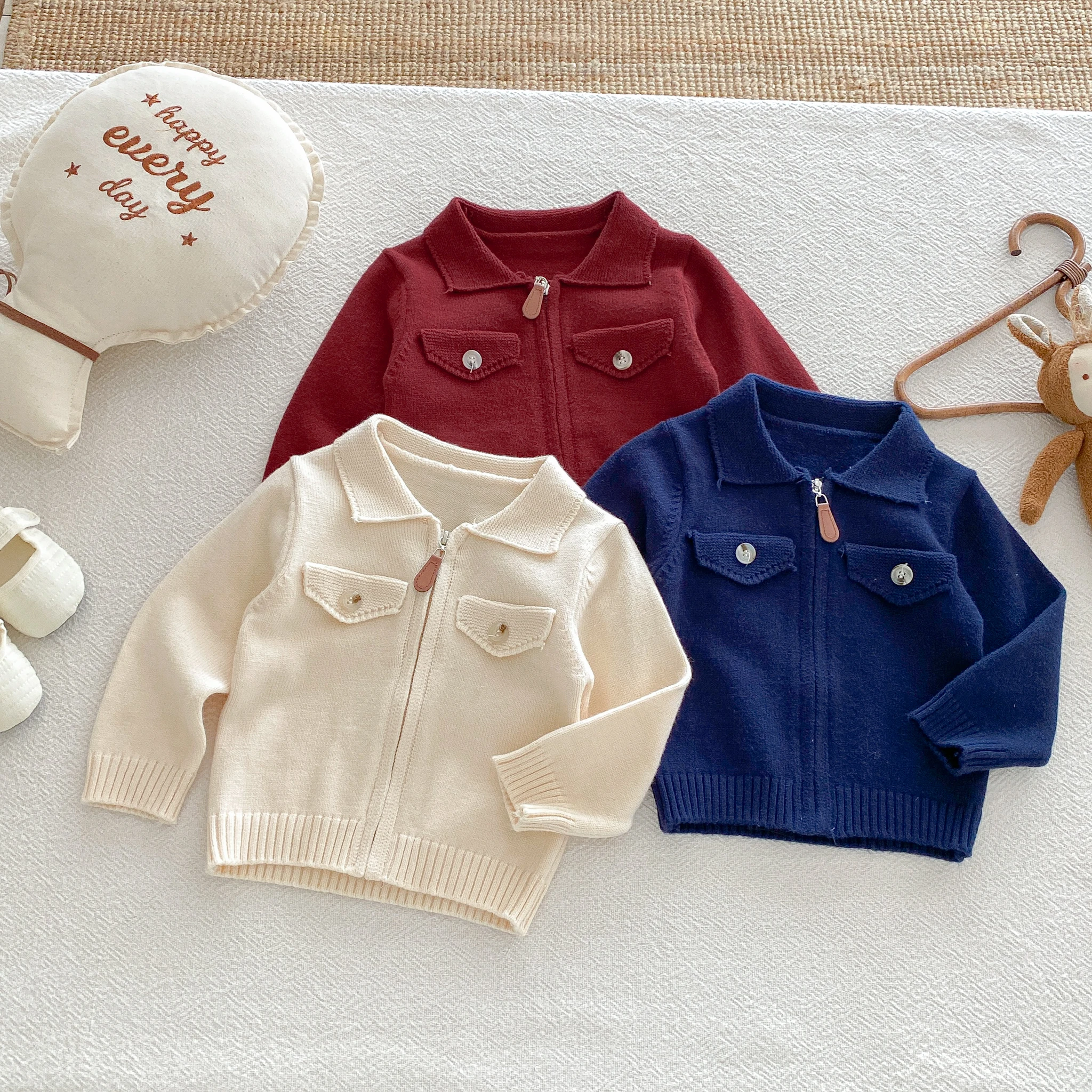 2026 Fall Korean-style Infant Knit Cardigan for Boys, Stylish Sweater, Casual Workwear, Versatile Top