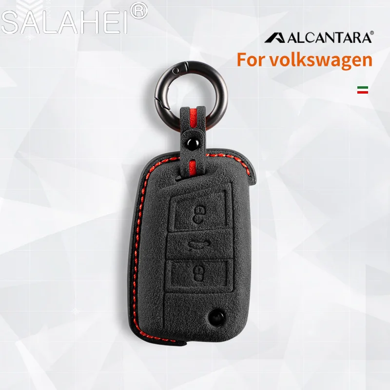 

Чехол для автомобильного ключа из алькантары, полная обложка для VW Volkswagen Golf 7, MK7, Tiguan, MK2, для SEAT Ateca, Leon, FR 2, Ibiza, для Skoda Octavia