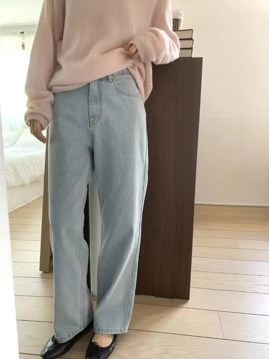 

Женские джинсы с высокой талией, прямые, свободного кроя, винтажные, с эффектом похудения, широкие, длинные брюки, в стиле Dongda Gate, для повседневной носки, модные