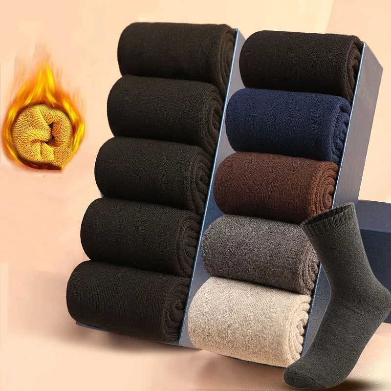 

10Pairs/Solid Color Cotton Socks Men Business Casual Breathable Spring Winter Keep Warm Thicken Man Snow Socks Calcetines Hombre