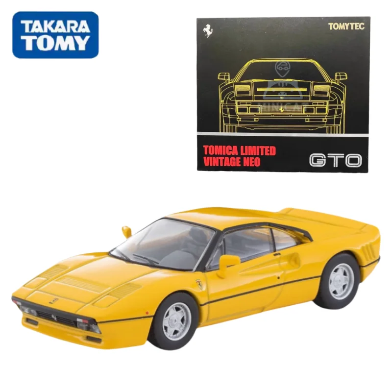 TAKARA TOMY TOMICA 1:64 TLV LV  GTO Yellow alloy compression shaft miniature model, adult decoration, boy toy,