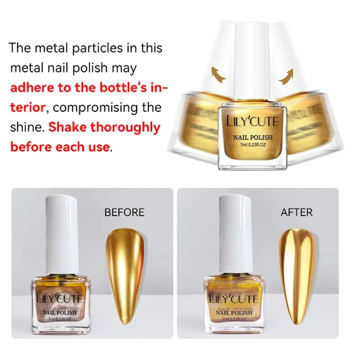 Imagen 2 del producto LILYCUTE-esmalte de uñas metálico superbrillante, 7ml, sin necesidad de lámpara, botella de vidrio de estilo francés de secado rápido para manicura, esmalte de uñas Regular