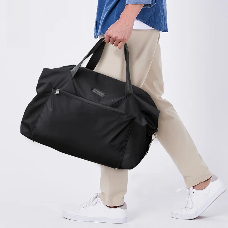 Fashionable Travel Bag Large Capacity Short Trip Gym Bag Women's Sports Bag Crossbody Handbag Youth Casual Pure Color Polyester