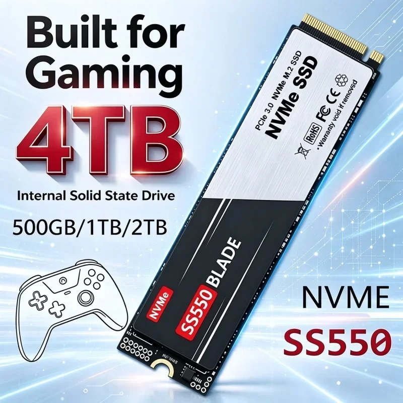 SS550 M.2 2280 NVMe SSD PCIe Gen3 500GB 1TB 2TB 4TB Internal Solid State Drive High Speed Hard Disk for Gaming Desktop Laptop