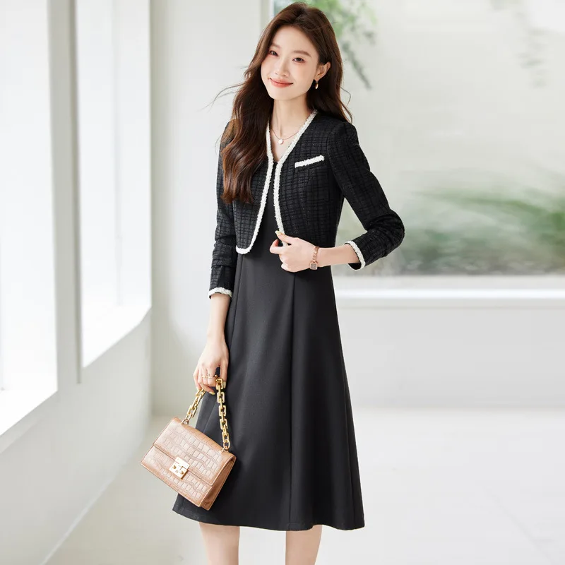 

Elegant short blazer dress set for women, casual and stylish suit for petite ladies
