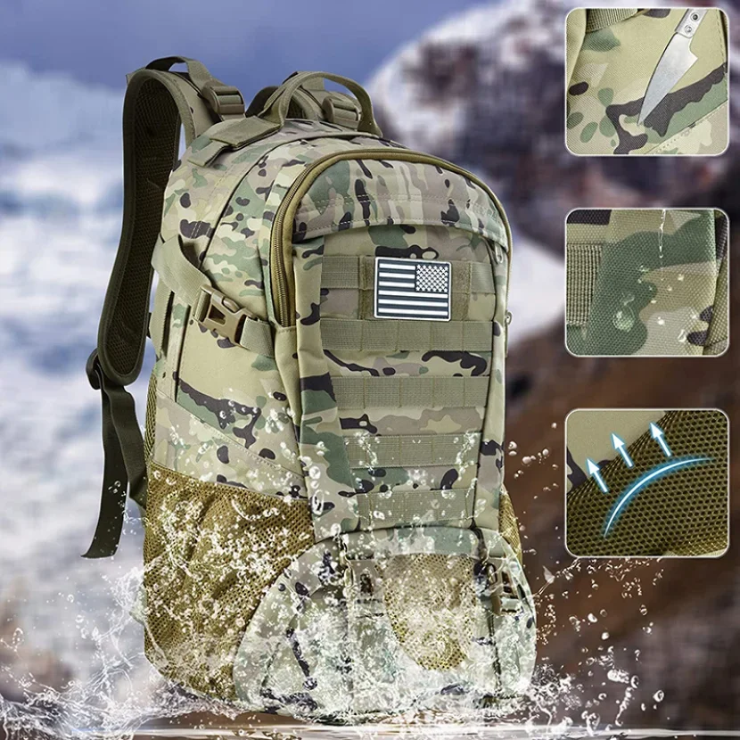 Outdoor mountaineering tactical backpack men's waterproof leisure travel camouflage shoulders hiking camping sports bag