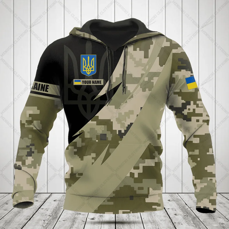 

Customize Ukraine Symbol Camouflage Hoodies Loose Men's Fashion Sweatshirts Winter Casual Clothing Oversize Streetwear