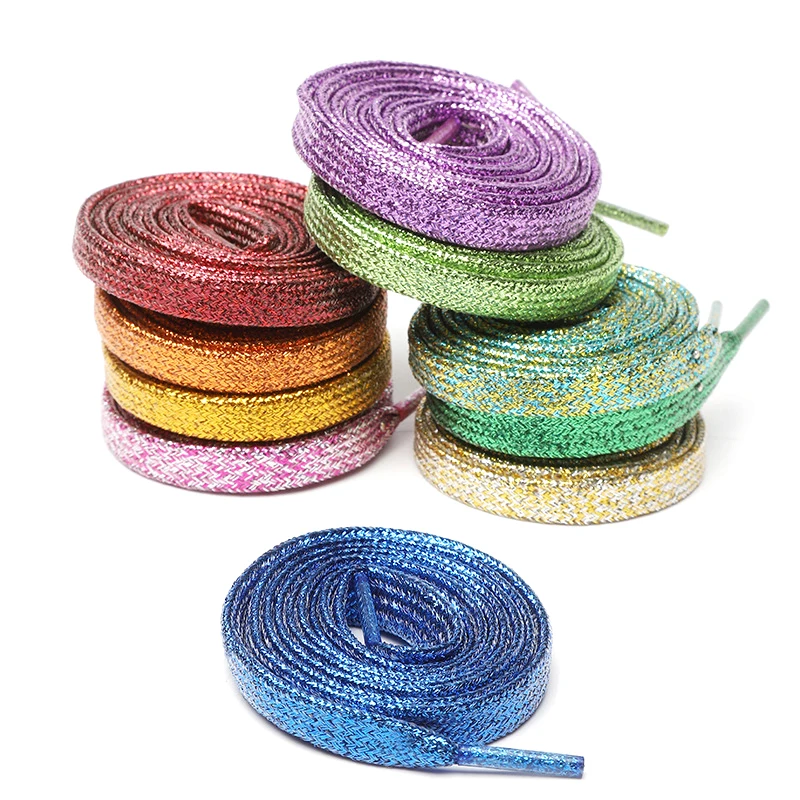 1 Paar Kleurrijke Felle Schoenveters 110Cm Glitter Platte Schoenen Veters Mode Schoenveters Strings Hardloopsneakers Schoenen Schoenschoen Schoenveter