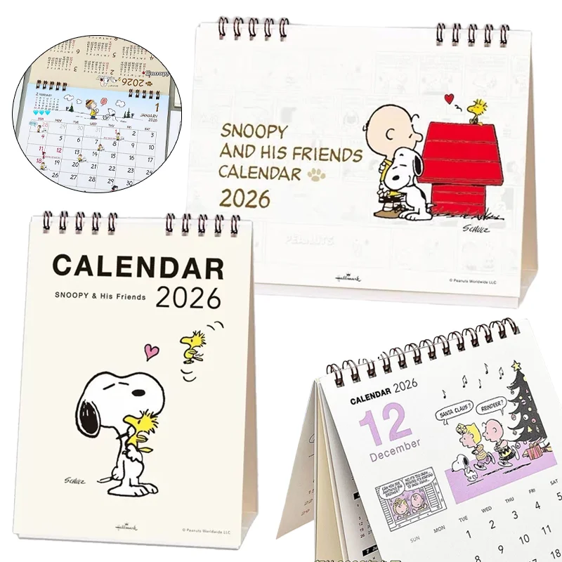 2026 سنوبي أجندة مكتبية /رزنامة مكتبية الكرتون سطح المكتب الديكور الوجه التقويم الجدول الزمني مخطط شهري مع مذكرة ملاحظات مكتب القرطاسية