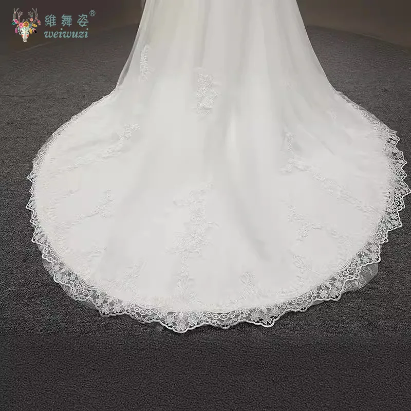 2025 신상 프랑스 스타일 머메이드테일 웨딩드레스, 달콤한 스트랩리스 레이스 자수 하이웨이스트 슬리밍 웨딩드레스