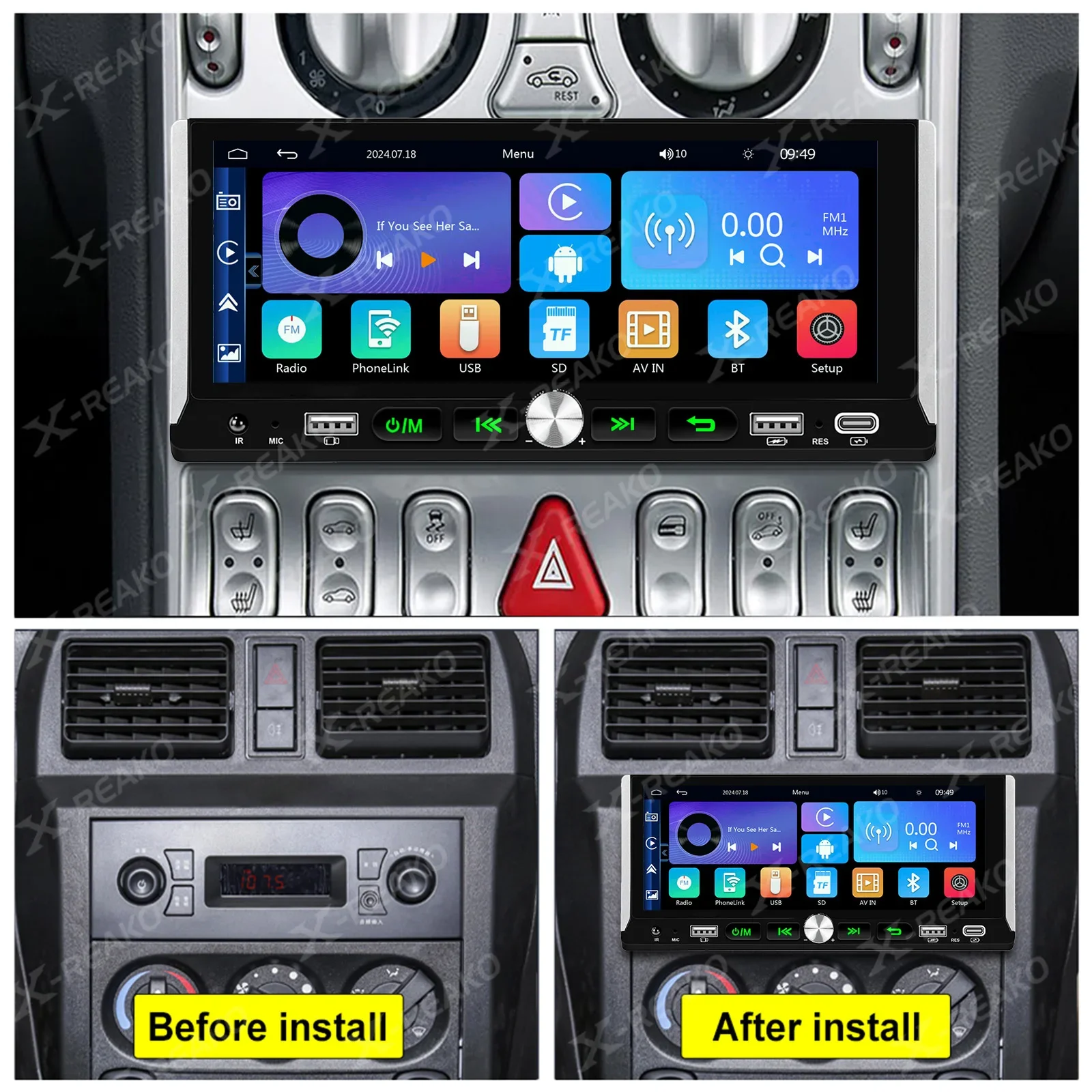 X-REAKO Car Radio Stereo 1 Din 6.9\'\' MP5 Player Autoradio Wireless Carplay Android Auto Bluetooth FM USB 1DIN Multimedia Player