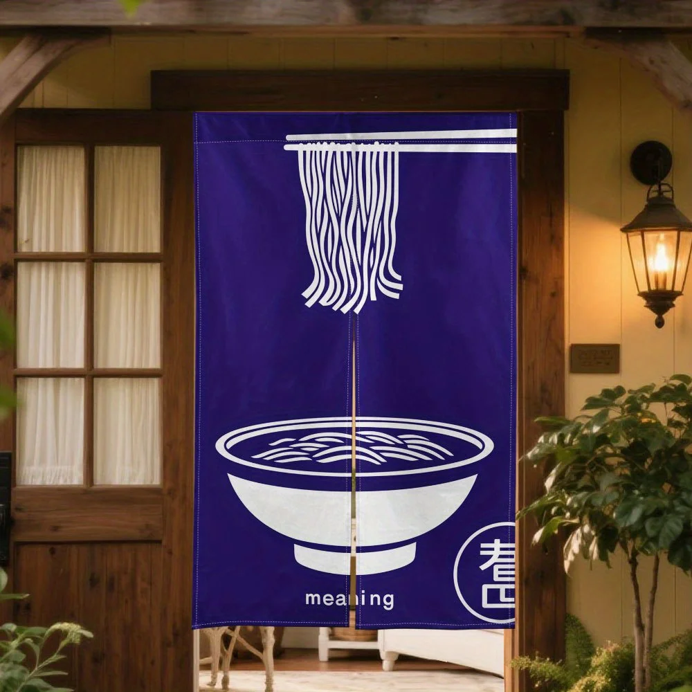 Cortina de puerta con diseño de fideos ramen japoneses, fácil de limpiar, sin necesidad de taladrar, para puerta de armario de cocina, materiales duraderos, instalación rápida