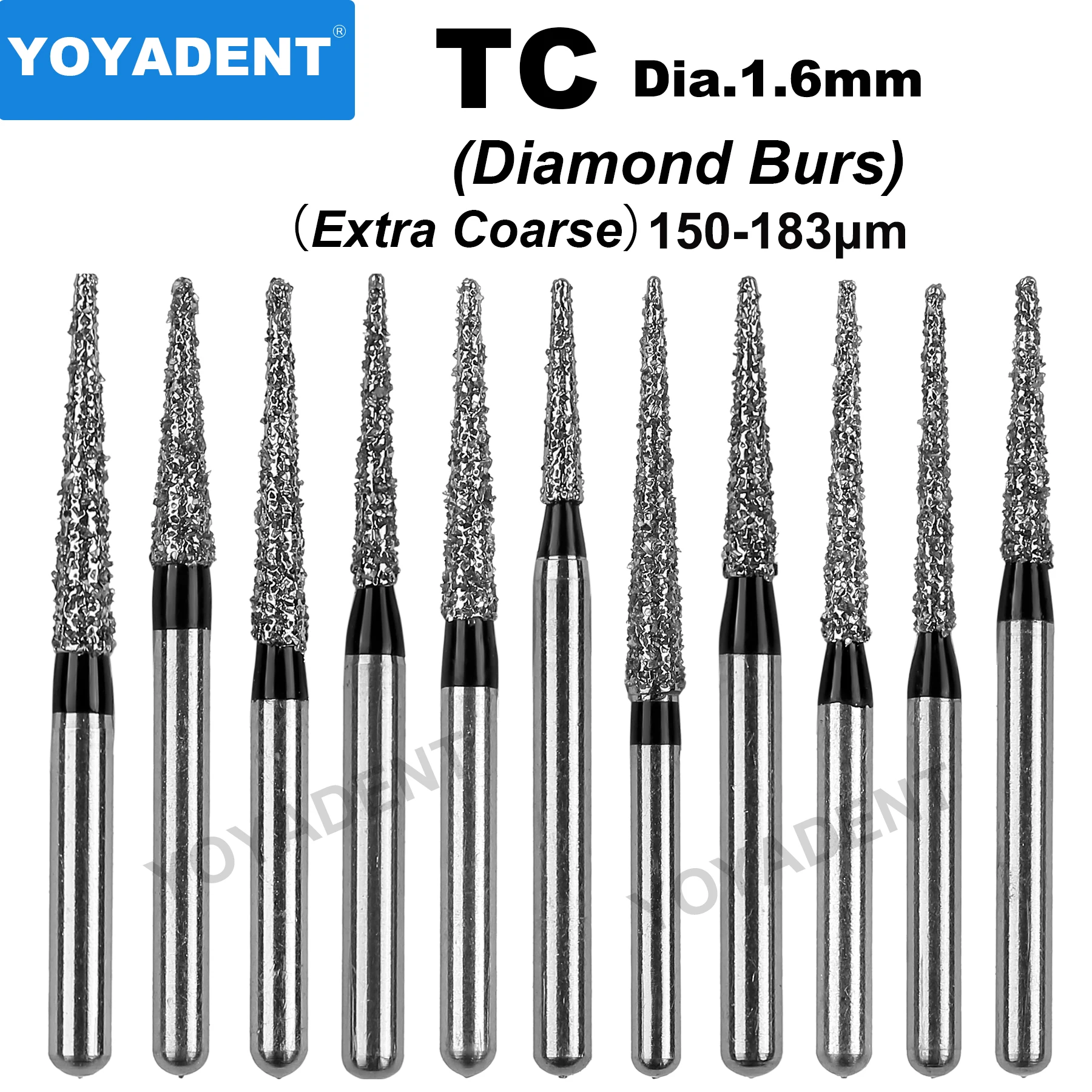 

Extra Coarse Dental Diamond Burs Drills High Speed Burs Taper conical End Dentist Tools Dia.1.6mm TC Type 10Pcs/Pack