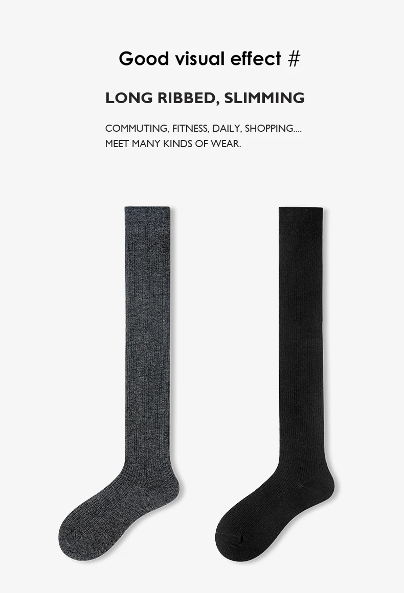 Wollmischung, 60 cm lange Strümpfe für Damen, gestrickte lange Socken, Baumwolle, gerippt, für den Winter, warme hohe Socken für zu Hause, 1 Paar, weich, für den Urlaub – Detail 6