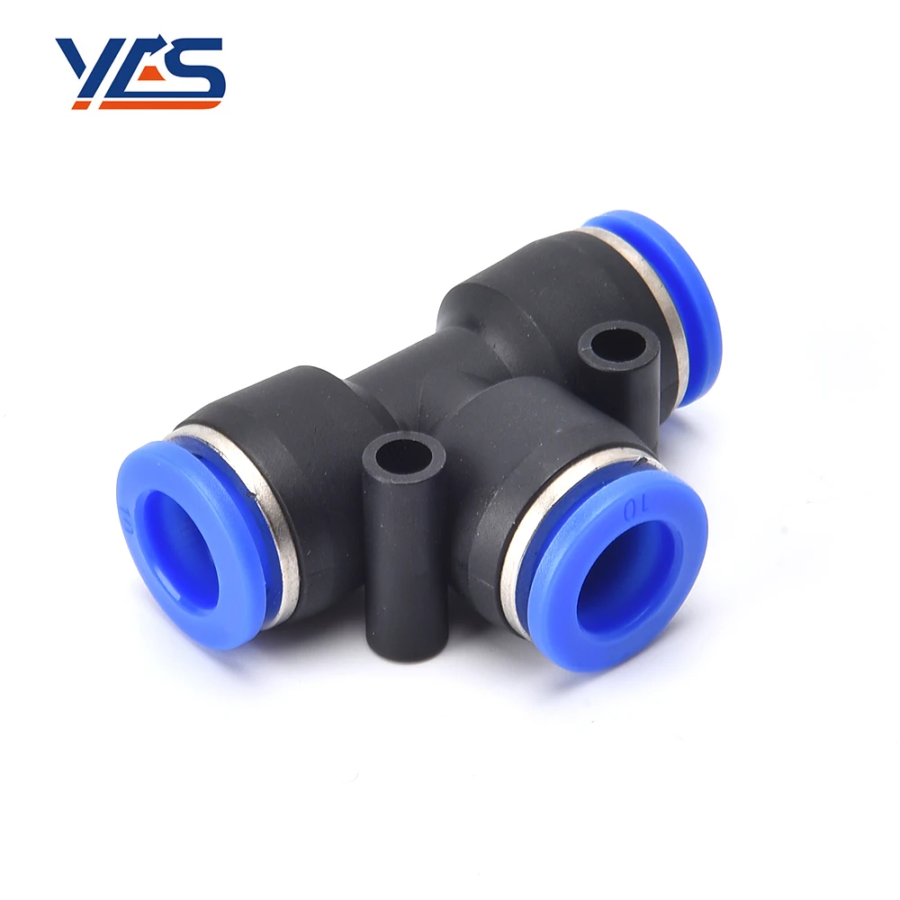 PE pneumatic fittings 3 way T Equal Union Tee Type Plastic plug-in One Touch Connector Pneumatic Tube Fitting