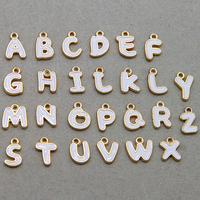 26pcs Alphabet Letter Double Face Enamel Charms Gold color 9*12mm pendants jewelry making Handmade craft
