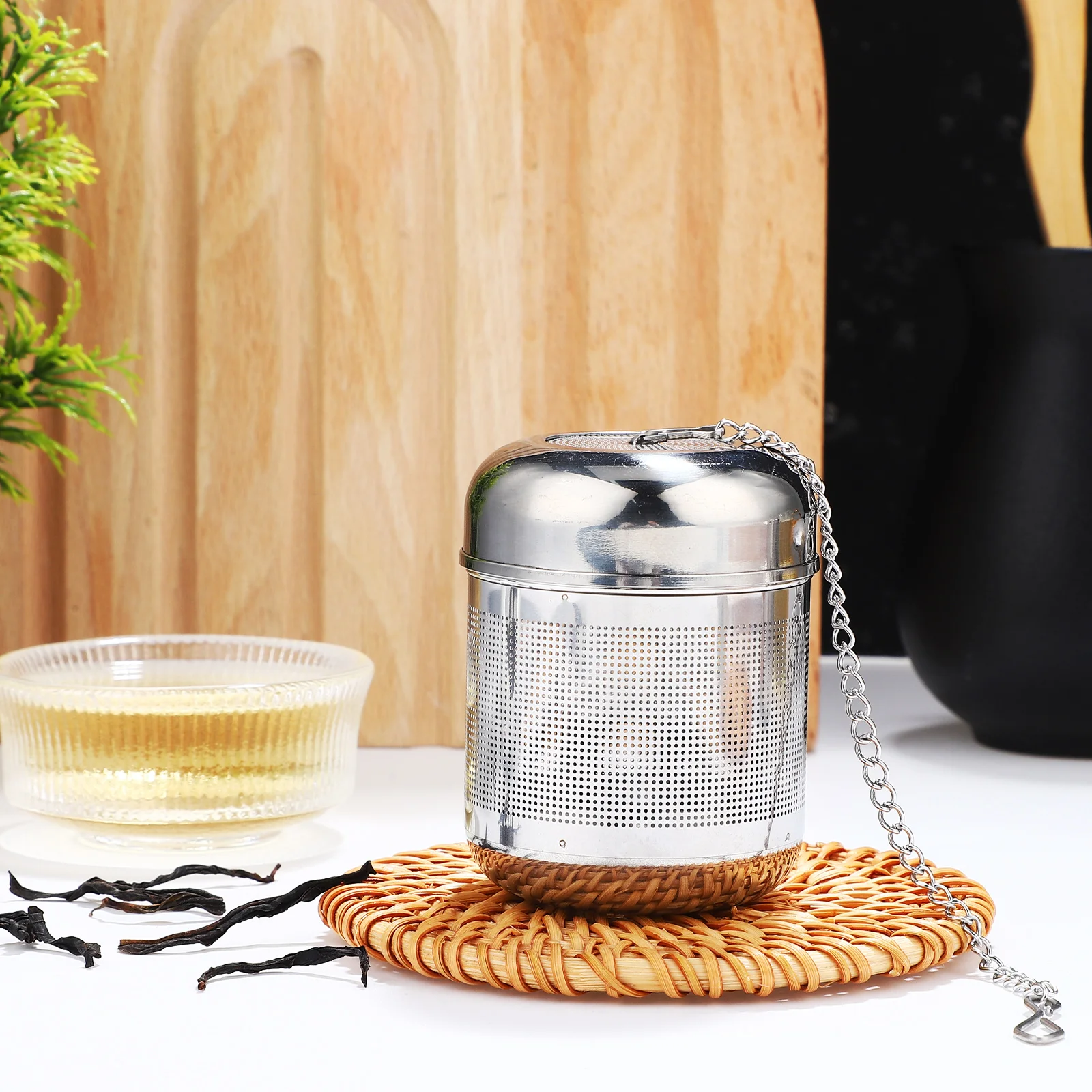 

4pcs Stainless Steel Infuser Filter Fine Mesh Strainer for Loose Leaf Brew Basket with Chain Easy Clean Teapot Insert