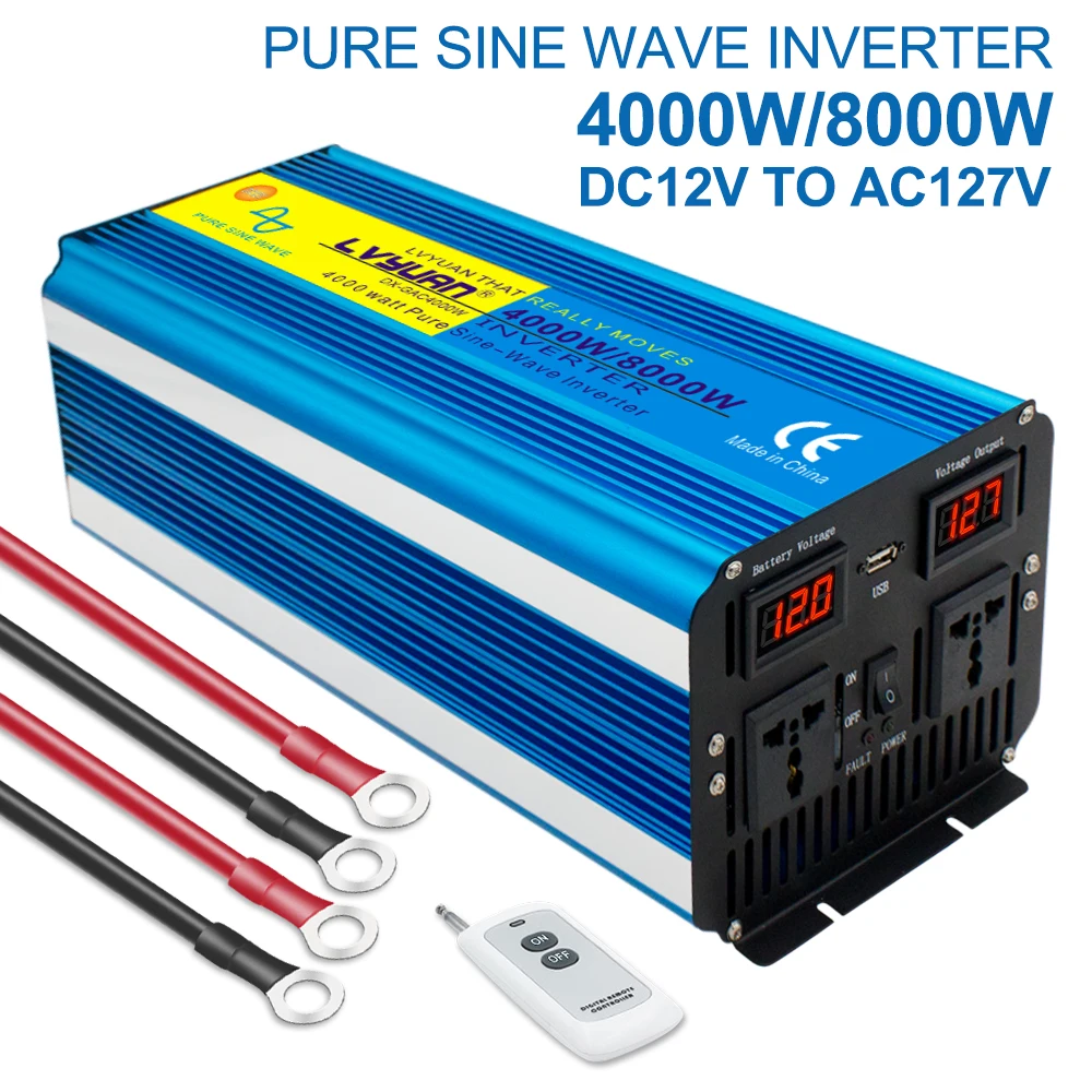 Pure Sine Wave Inverter 8000W Voltage Transformer DC12V 127V Universal Inversor Onda Pura Outlet For Camping Converter Adapter