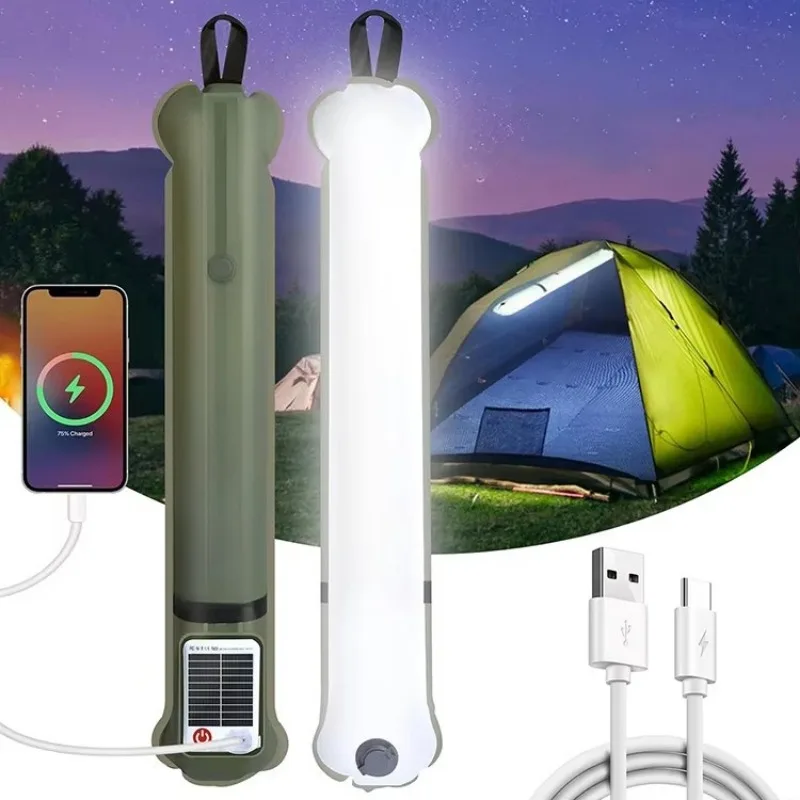 Outdoor new solar inflatable light, folding waterproof magnetic camping light, patented LED rechargeable solar inflatable light