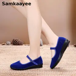 Size 34-41 Women Flats Shoes Spring Autumn Female Old Beijing Cloth Shoes Mujer Zapatos Buckle Strap Solid Casual Footwear y19
