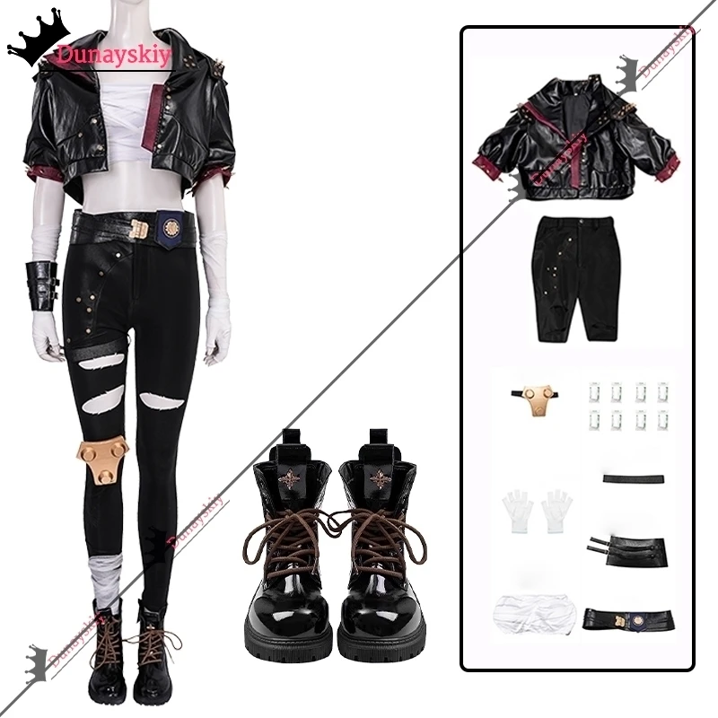 Vi Acrane Cosplay LOL Costume Leather Battle Suit Game Arcane Vi Roleplay Outfit Multi-Style Vi Suit 25 Anime Carnival Party Set