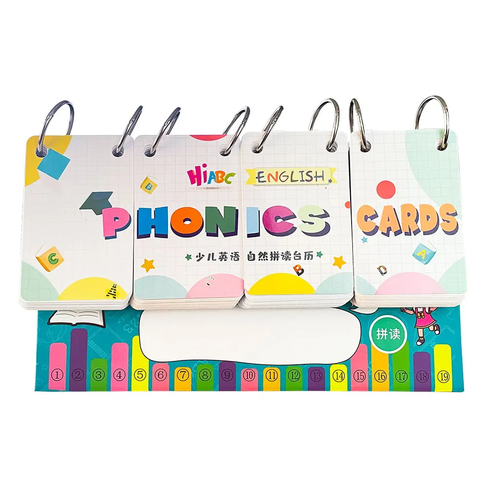 252Pcs English Phonics+1Pcs Bracket Calendar Flash Card Word Cards Early Educational Toys For Children Teaching Kids Montessori