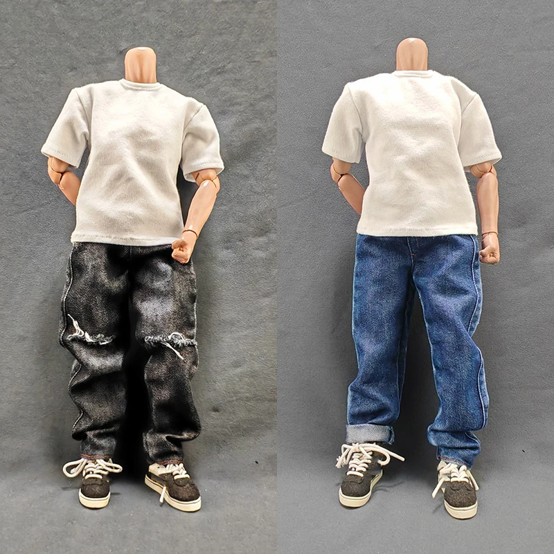 YEESENYIYI 1/6 Scale Male Soldier Fashion Trend Simple Casual Denim Loose Pants Fit 12inch Action Figure Body Model Doll Toys