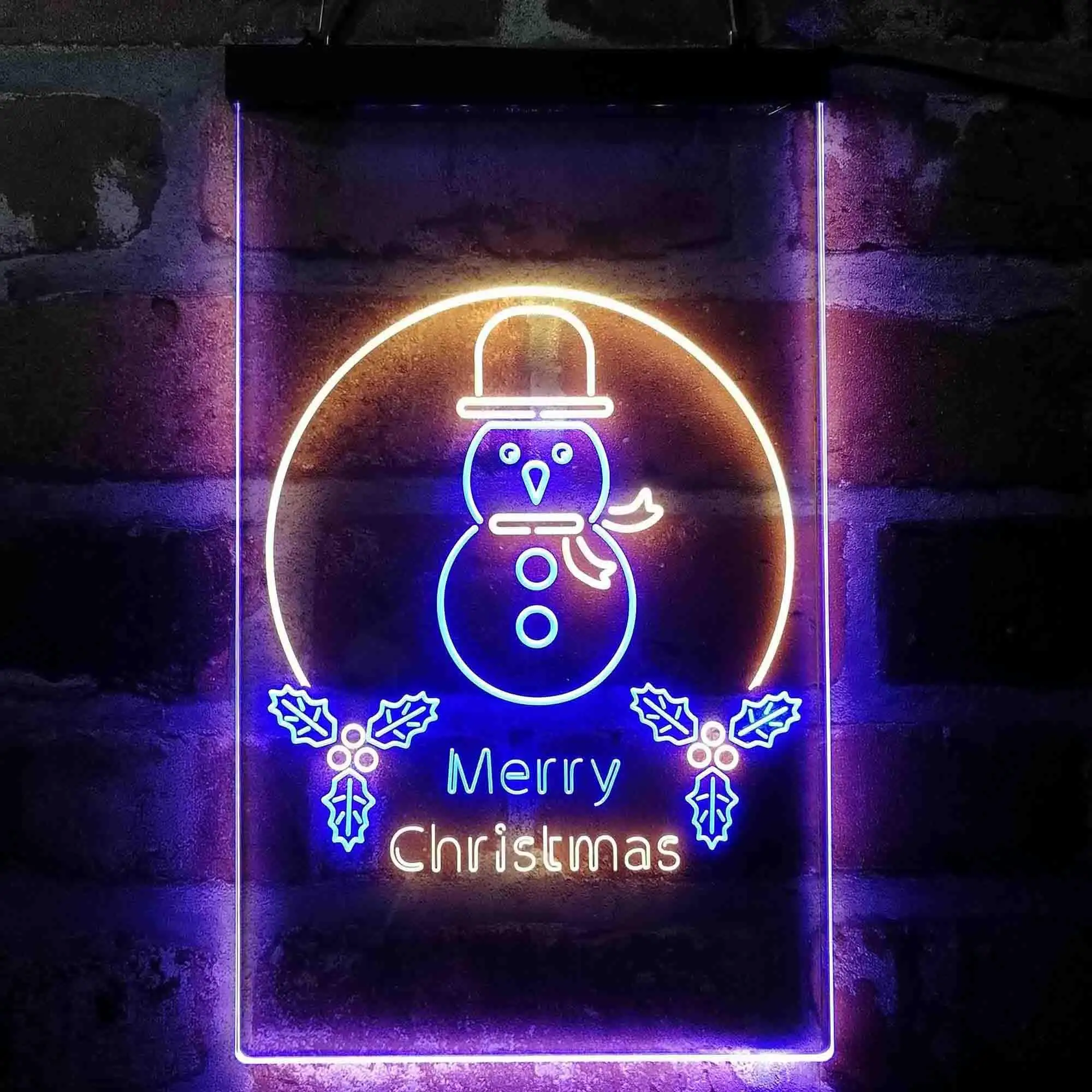 Merry Christmas Snowman Dual Color Led Neon Sign st6-i4121