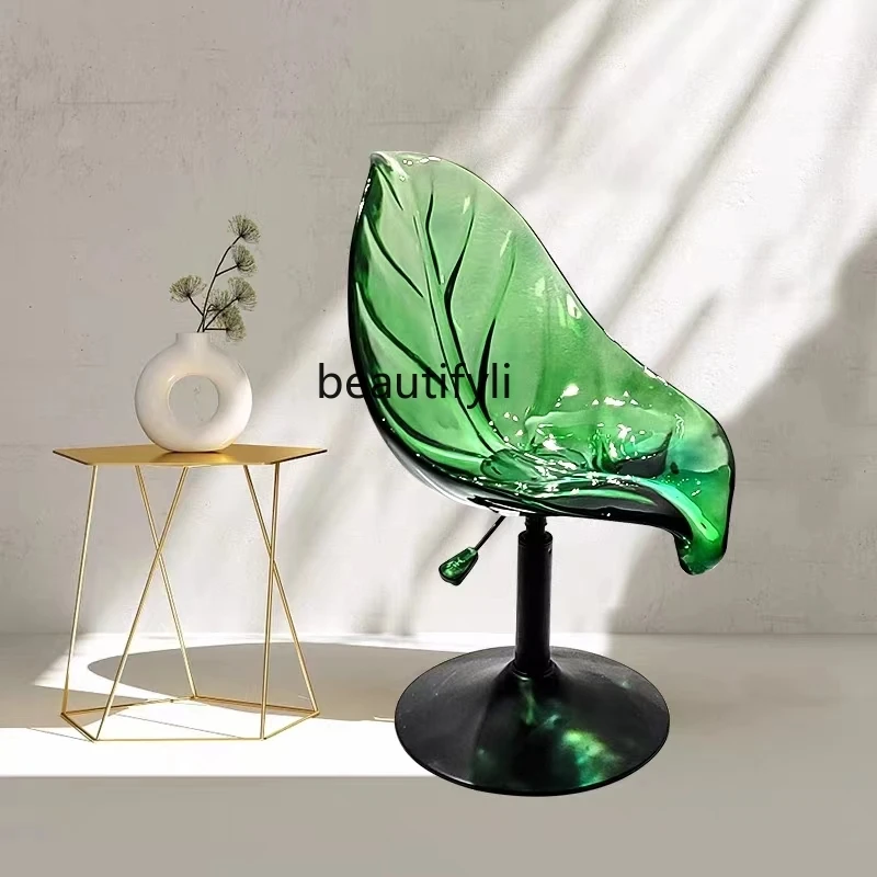 Transparent Resin Petal Chair Leaf Chair Hotel Living Room Restaurant Bar Stool Light Luxury