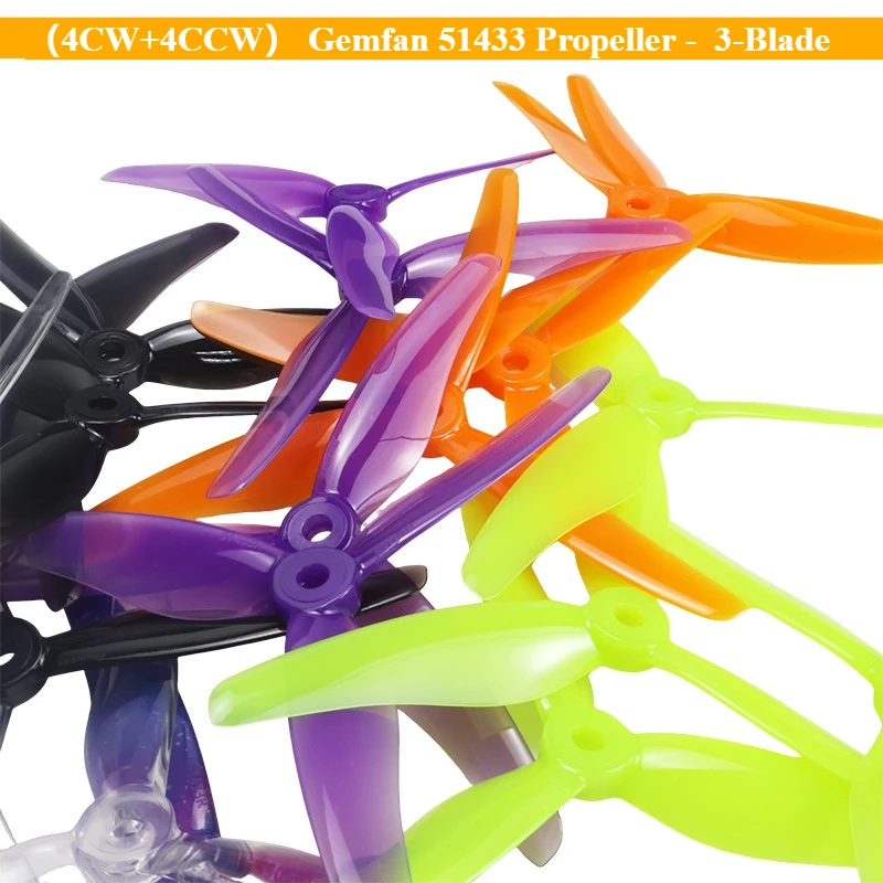 （4CW+4CCW） Gemfan 51433 Propeller - High-Performance 3-Blade Design for RC Airplane/Drone, Enhanced Thrust & Efficiency