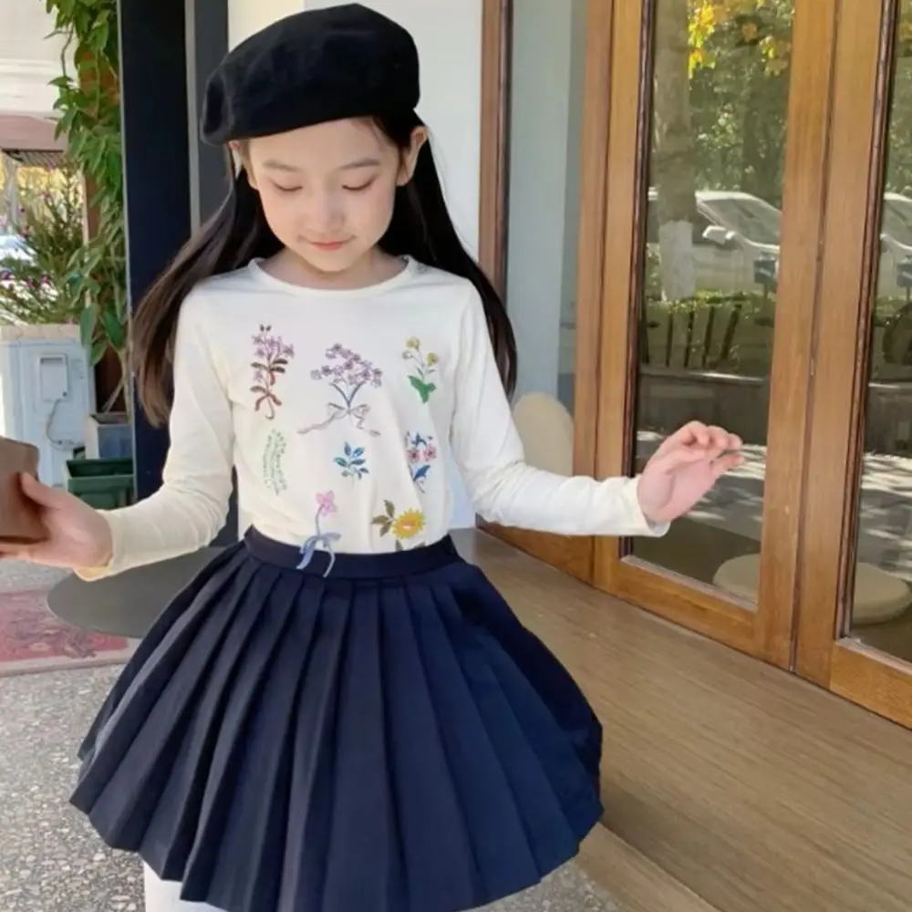baby girl clothes kids tops Flower pattern printed long sleeved T-shirt Pure cotton comfortable minimalist T-shirt