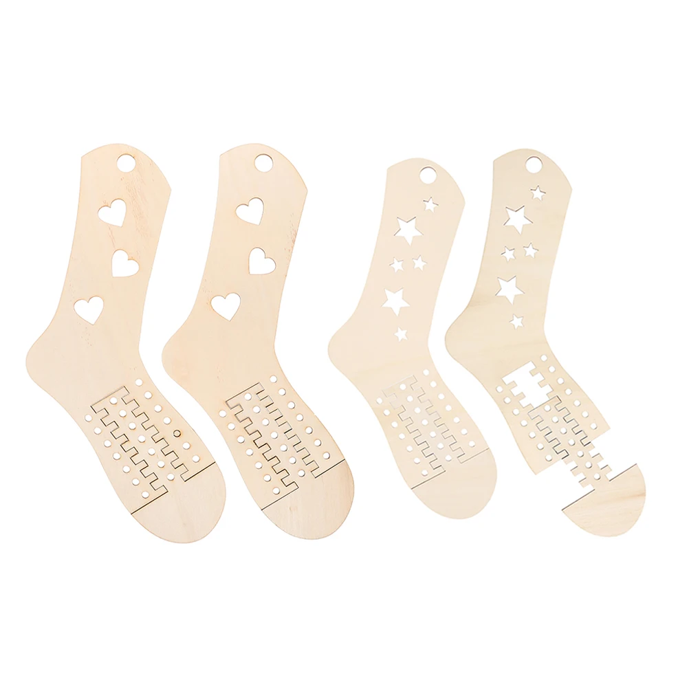 

4pcs Wood Blockers Knitting Tools DIY Molds Handmade Sock Display Stretcher Durable Sock Blocking Forms Hand Knitting