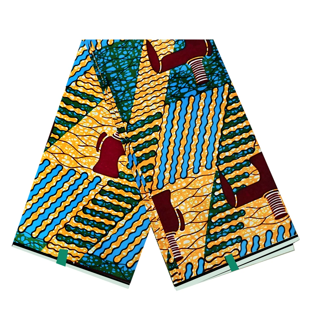 New African Material Ankara Veritable Wax Fabric Loincloth Prints Batik Soft 100% Cotton Stuff For Sew Uniform Dress 6 Yards