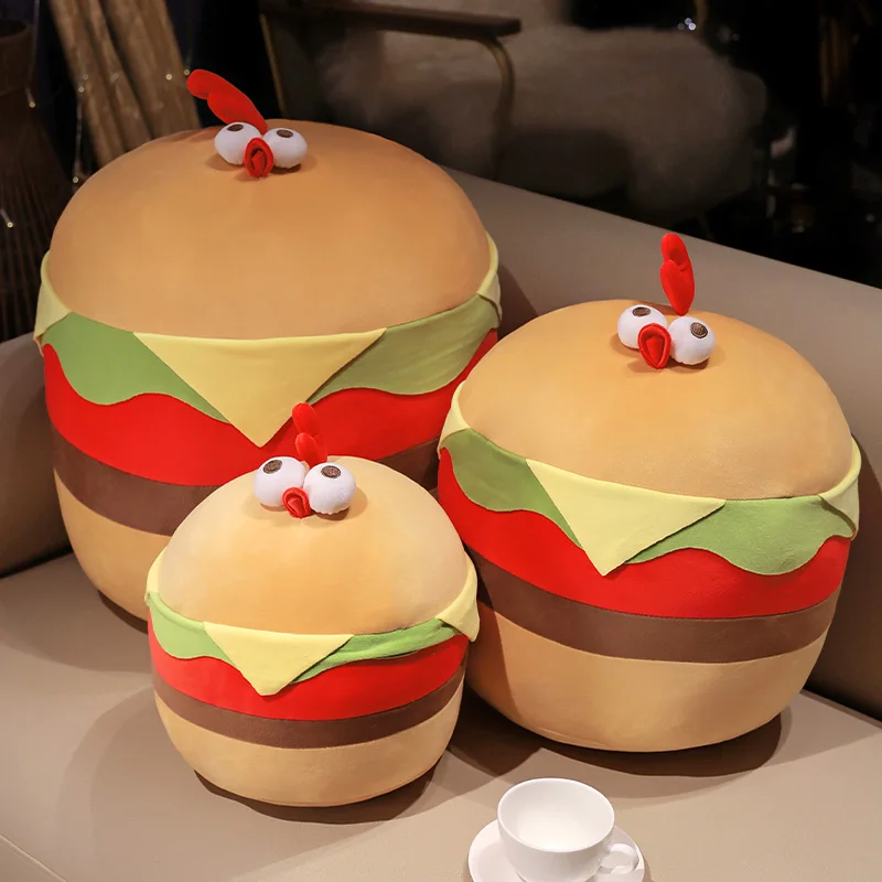 Cartoon 35-55CM Cute Hamburger Chicken Super Soft Animals Dolls Office Decor Back Cushion Funny Boys Presents Throw PIillow