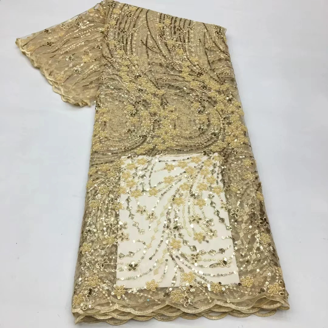 عالية الجودة الفاخرة الترتر نسيج دانتيل مطرز الفرنسية اليدوية تول مطرز أقمشة الدانتيل للنساء فساتين الزفاف