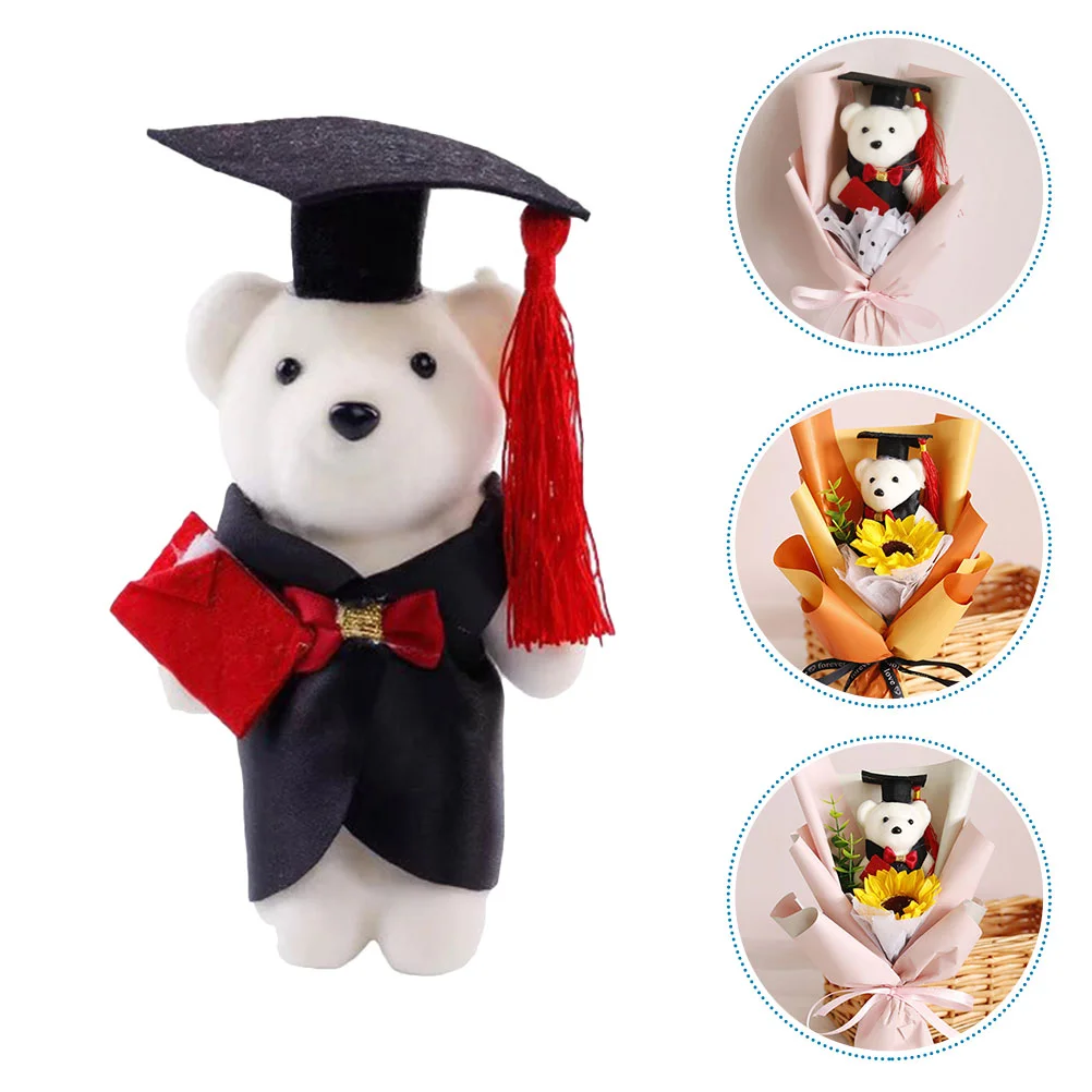 

5 Pcs Toys Plush Stuffed Bears Graduation Party Decor Material Dolls Cartoon Flower Bouquet