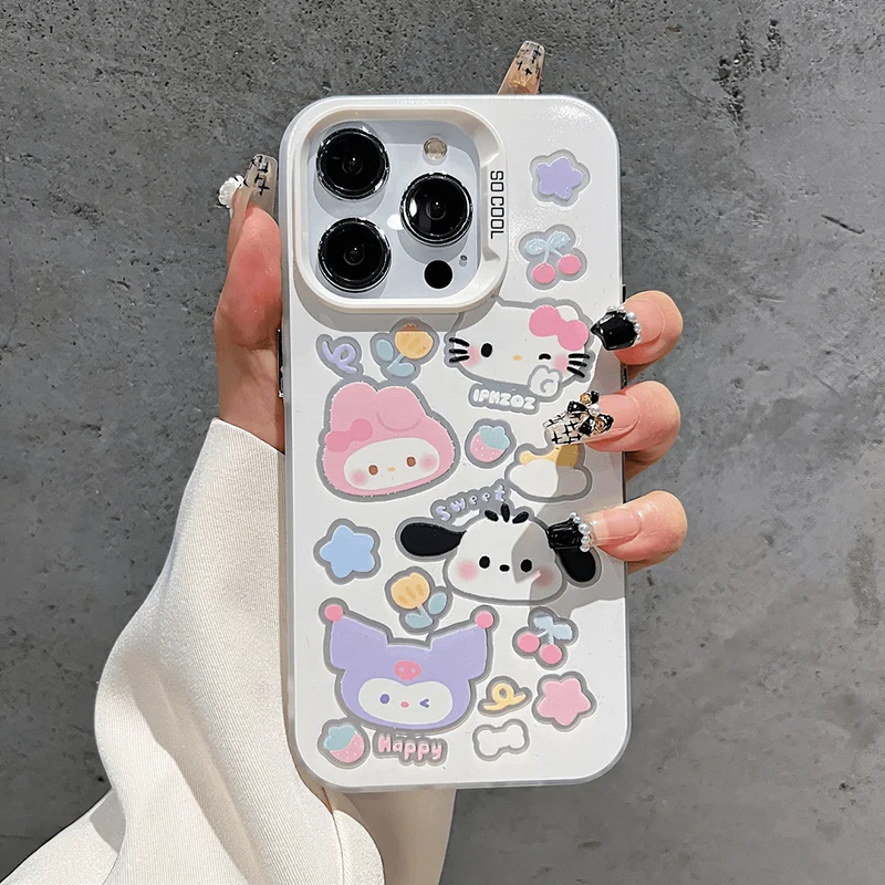 Sanrio Kuromi Ins Hello Kitty Happy Phone Case For Iphone 15 14 12 13 11 Pro Max XR XS MAX MINI 7 8Plus Y2k Girl Gift Cover