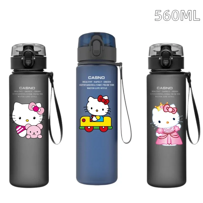 

Anime Peripheral Sanrio Hello Kitty 560ML Portable Children's Plastic Outdoor Sports Large Capacity Water Bottle Birthday Gift